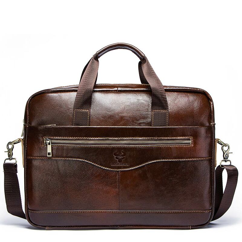 Crazy Horse Cow Leather Men Briefcase Casual Handbag Soft Shoulder Cross Body  Male Business Travel  Laptop Bag