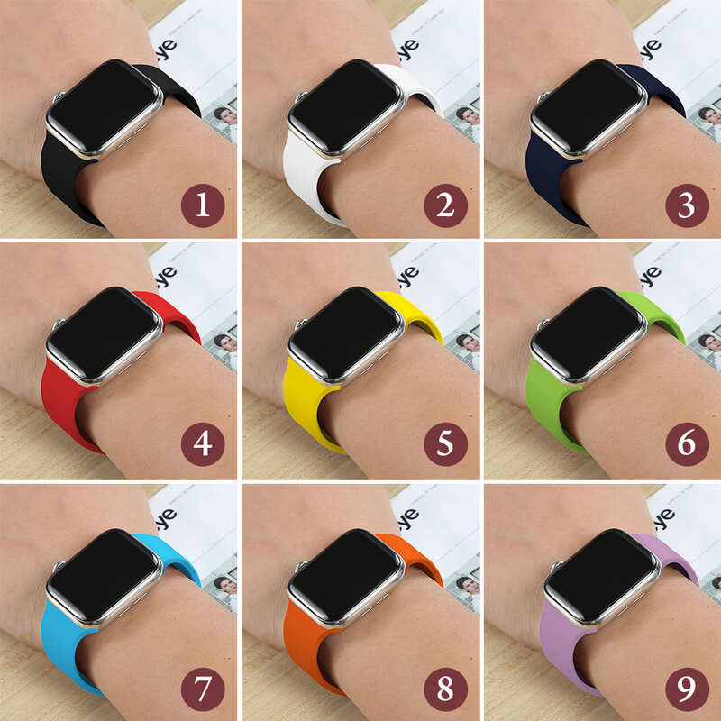 MU SEN Sport Silicone strap For Apple Watch Band 42mm 38mm 40mm 44mmBracelet Watch Bands  Iwatch Series 4/3/2/1 Wrist Watch Belt