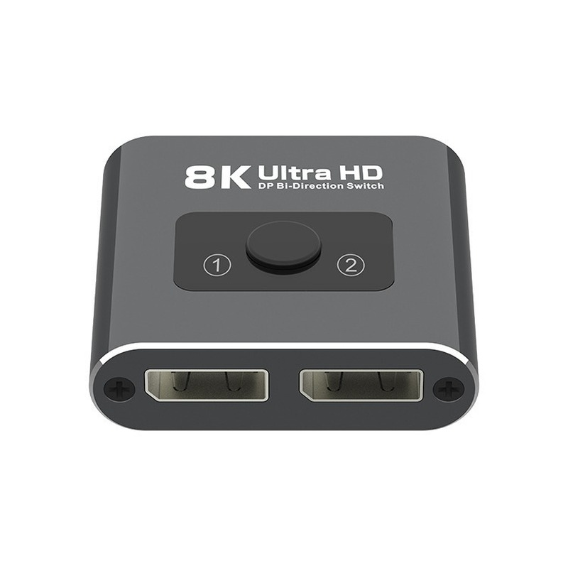 8K HD Bidirectional Dp Switcher Mendukung Satu Tombol Beralih Dp Layar Pisah Selector Tanpa Catu Daya