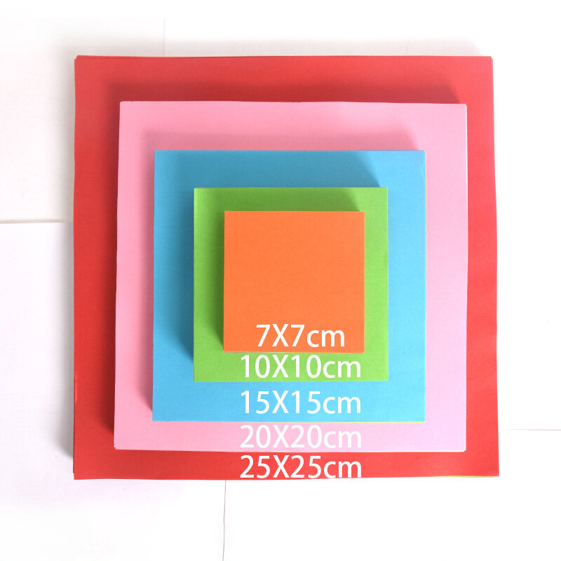 Papel de dupla face origami quadrado, papel dobrável de cor sólida multicolorido para crianças, decoração artesanal para scrapbooking diy com 100 peças