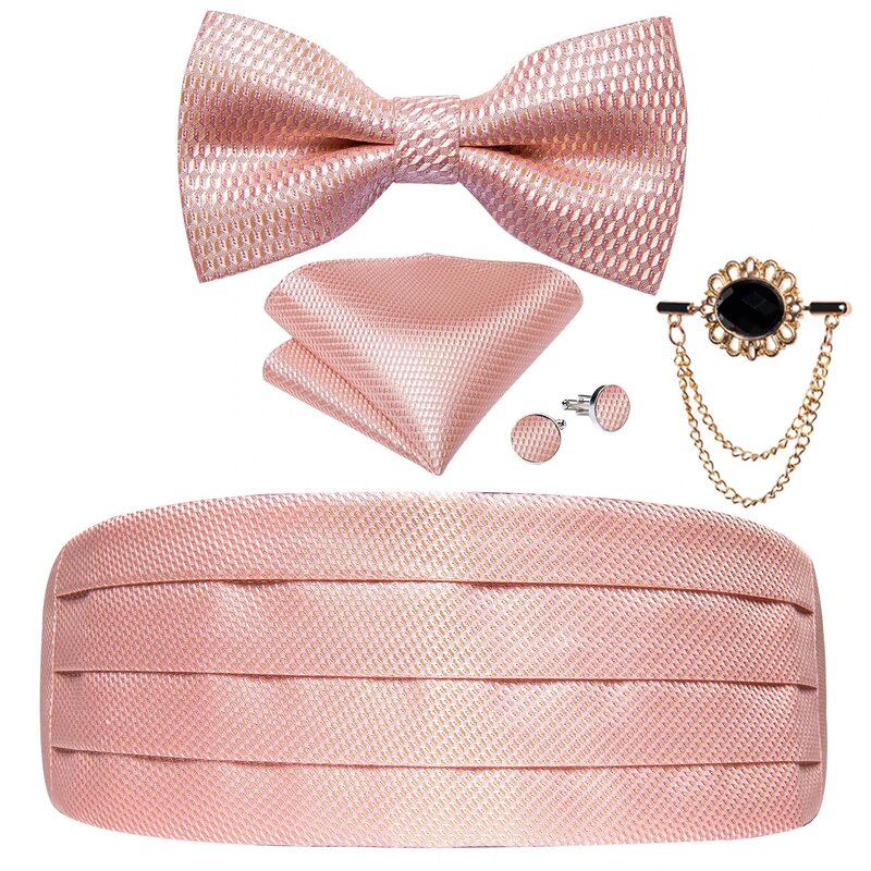 DiBanGu – ensemble de nœuds papillon pour hommes, couleur unie, rose, à la mode, ceinture élastique large, pour bal de promo, mariage