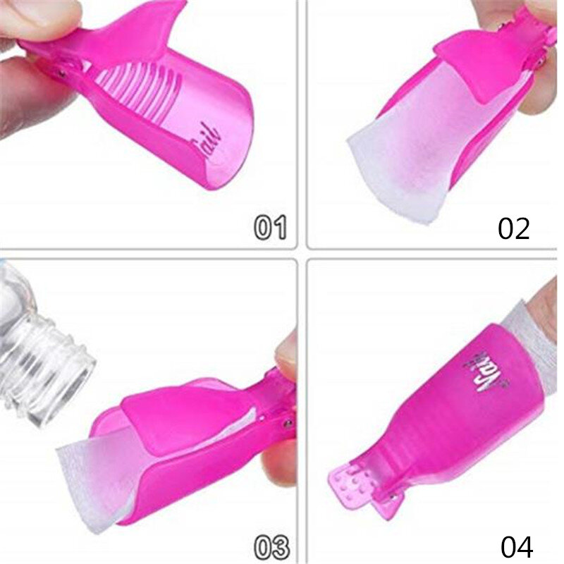 10pcs/pack Plastic Nail Polish Remover Nail Art Soak Off Cap Clip UV Gel Remover Wrap Tool Nail Art Tips Manicure Tool 20#36