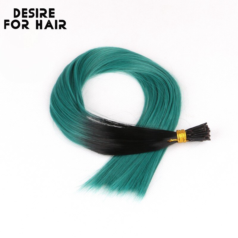 Extensão de cabelo sintético desejo de cabelo 100 fios 22 polegadas 1g cor arco-íris ombre, resistente ao calor ponta i, micro anel de extensões para festa