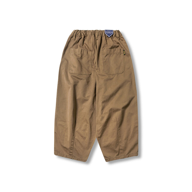 Amekaji-pantalones de pierna ancha para hombre, pantalón informal plisado con cintura elástica, holgado, Color sólido
