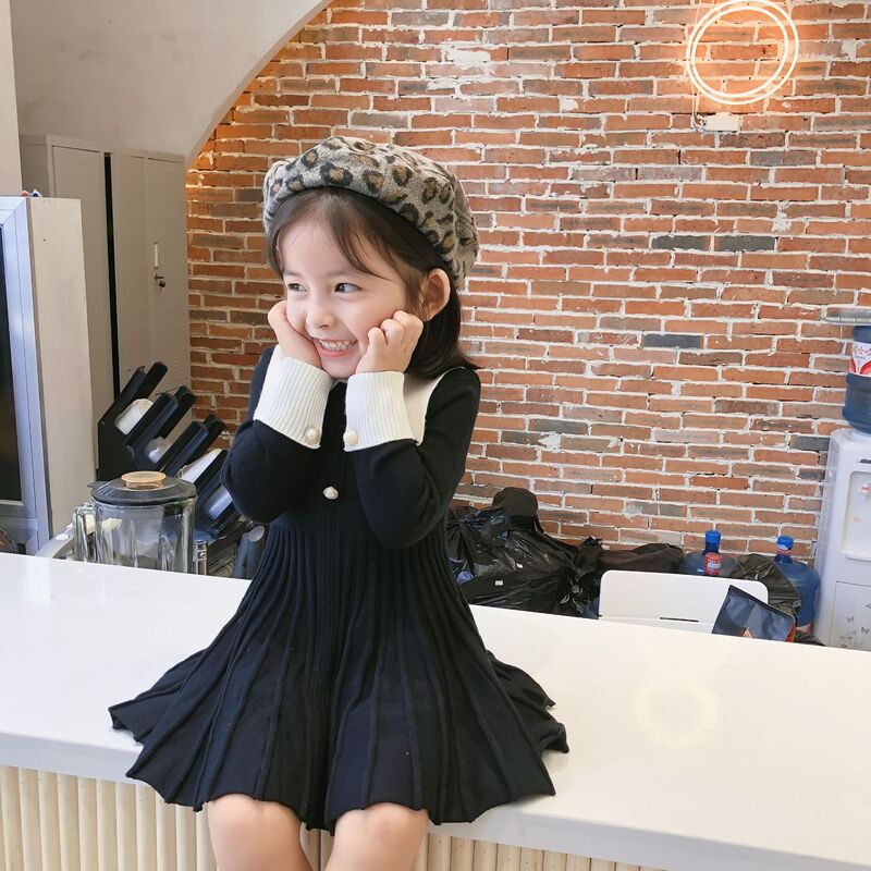 2019 Autumn Winter Girls Wool Knitted Sweater Baby Girl dress Girls Dresses For Party And Wedding Baby Girl Clothes