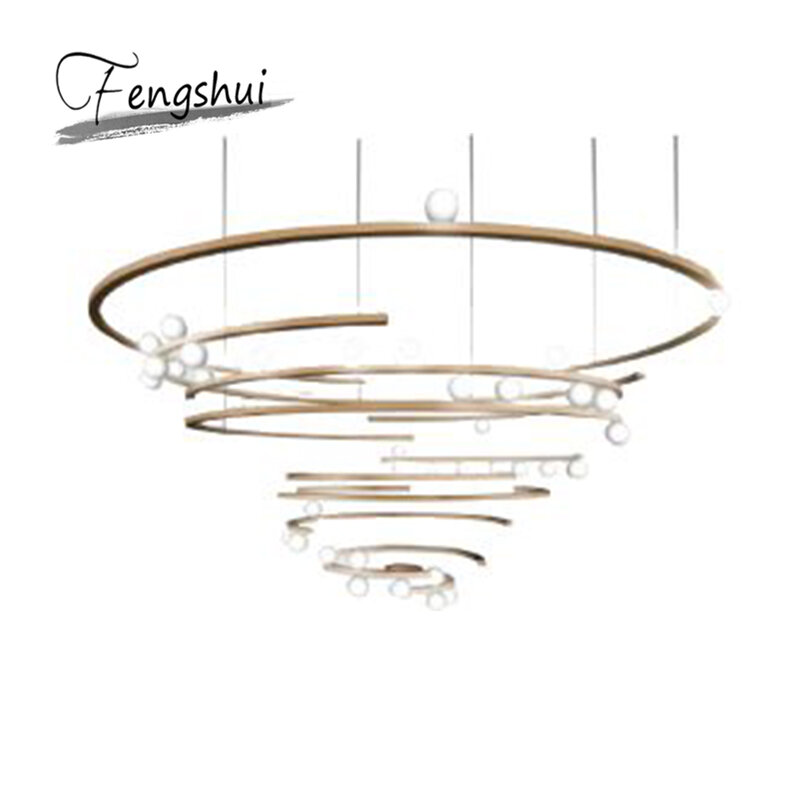 Candelabro LED de diseño moderno para sala de estar, lámpara colgante circular de cristal para LOFT, iluminación de oficina, Villa, decoración interior