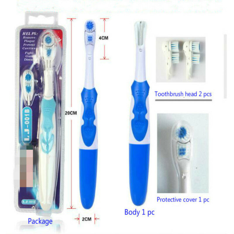 Electric toothbrush with 2 pcs toothbrush heads + 4734 Cross bristled electric toothbrush head