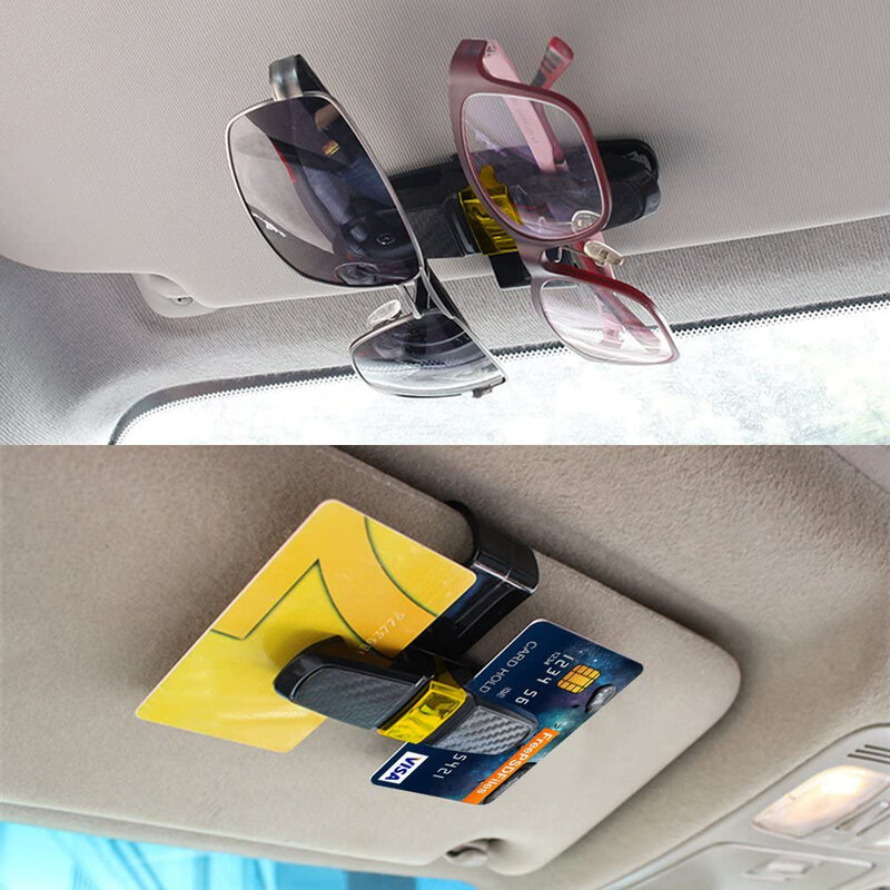 Soporte de gafas para coche, clip de almacenamiento de gafas, soporte de gafas de sol, tarjetero y clip para billetes