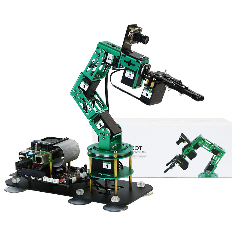 Yahboom DOFBOT Kit de brazo robótico AI Vision, Robot ROS para RaspberryPi 5, acepta Pitón, programación, reconocimiento de objetos, CE, ROHS