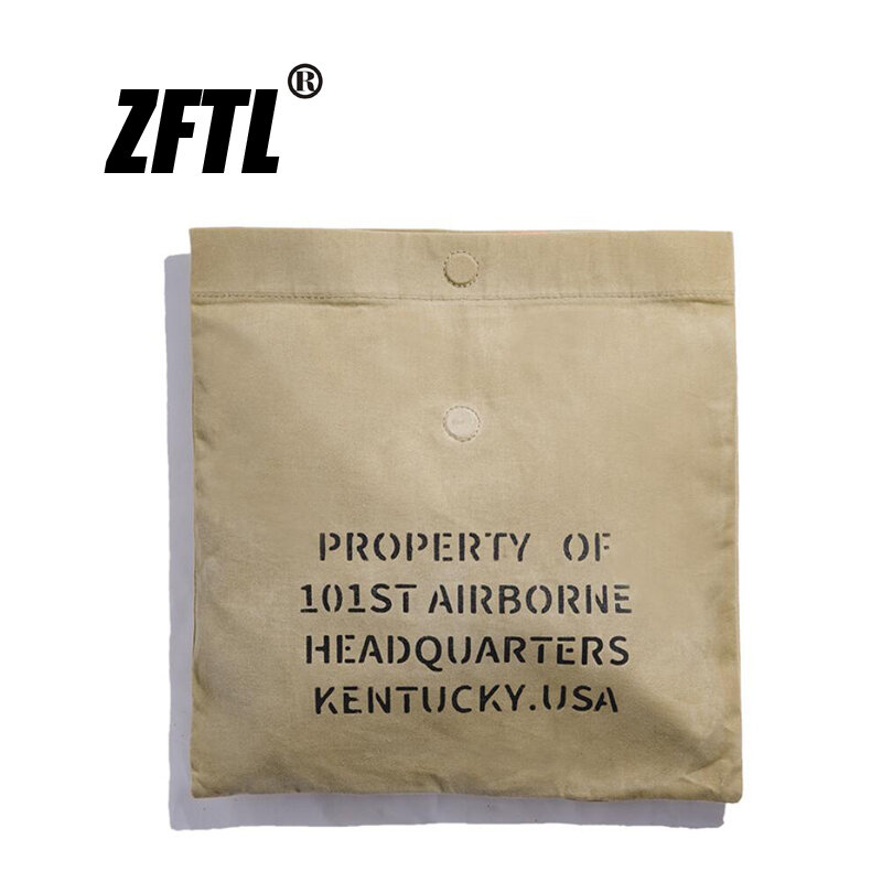 ZFTL-Pochette en toile de cire d'huile pour hommes, sac à main d'outillage rétro américain, pochette d'impression décontractée masculine, nouveau, 2023