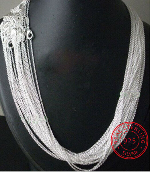 10pcs/lot Promotion! wholesale 925 sterling silver necklace, silver fine jewelry Rolo Chain 1mm Necklace 16 18 20 22 24"