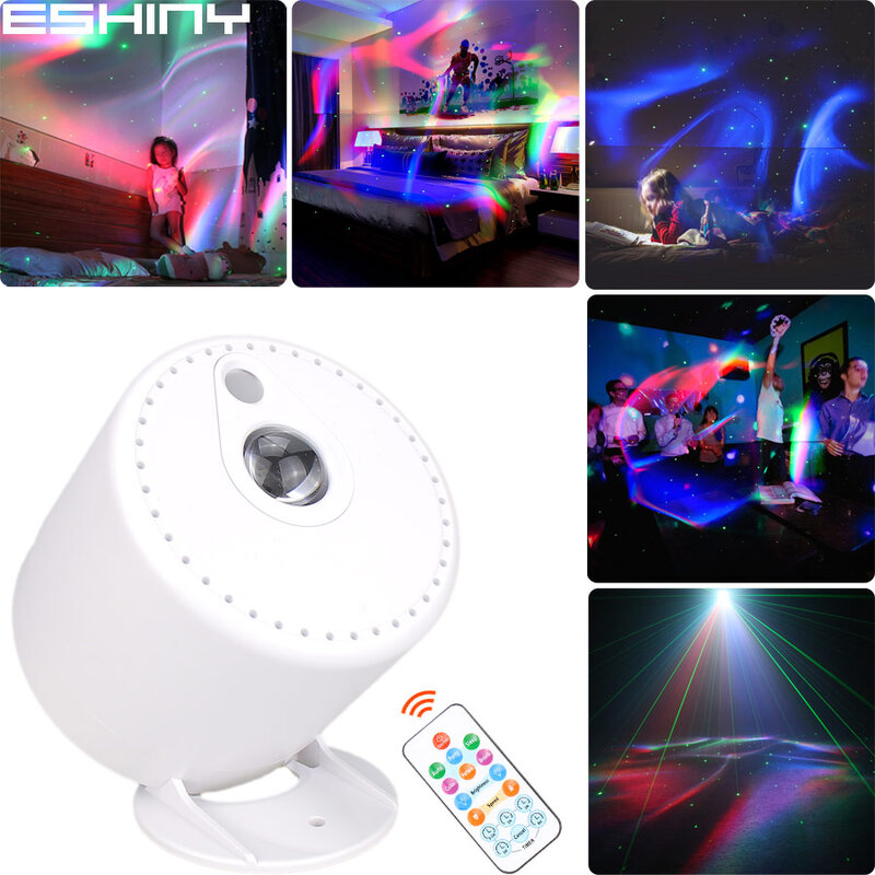 ESHINY RGB LED akumulator Aurora gwieździste niebo projektor świetlny laserowy motyw Disco USB DJ noc dzieci etap sypialnia B222N8