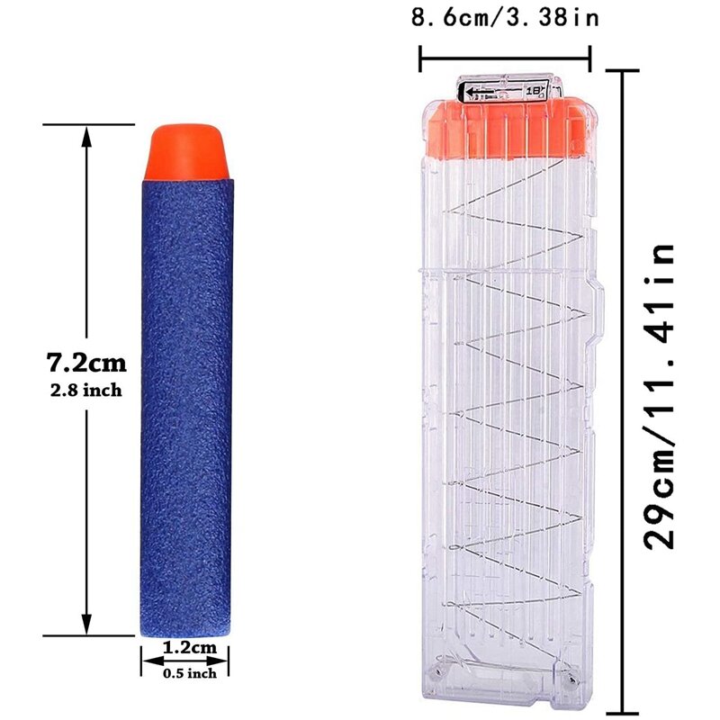 Soft Bullet Clip 18 Reload Clip Magazines Round Darts for Replacement Toy Gun Bullet Clip Gun Accessories for Kids Gift