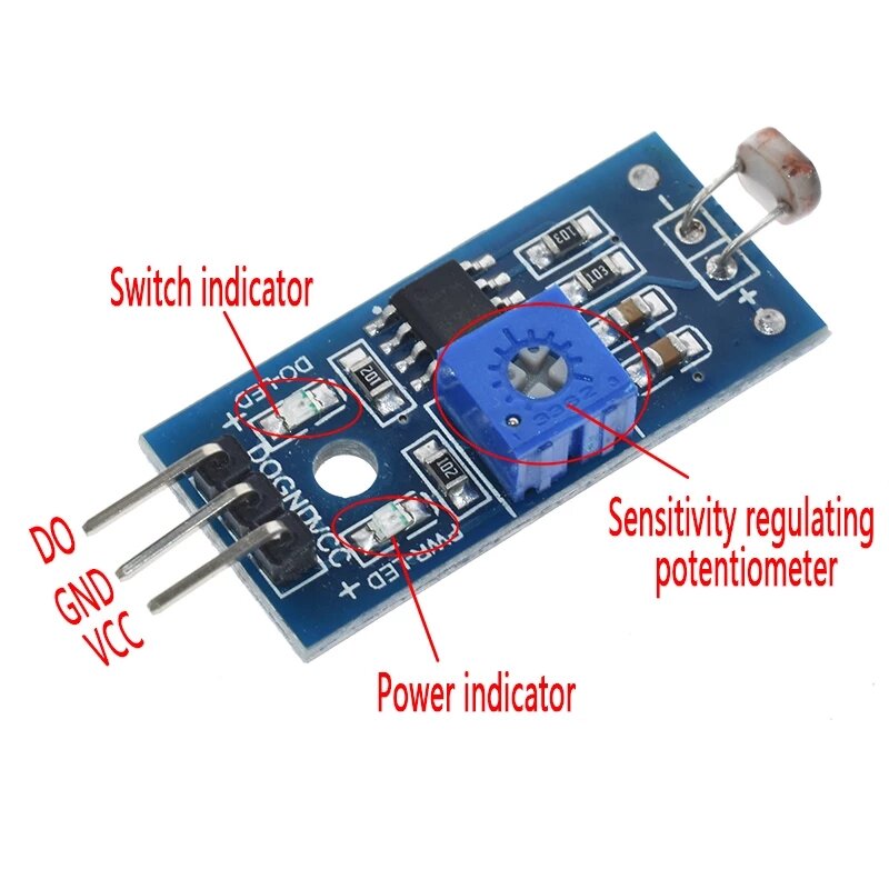 Módulo fotossensível do sensor para Arduino, detecção clara, fotossensível