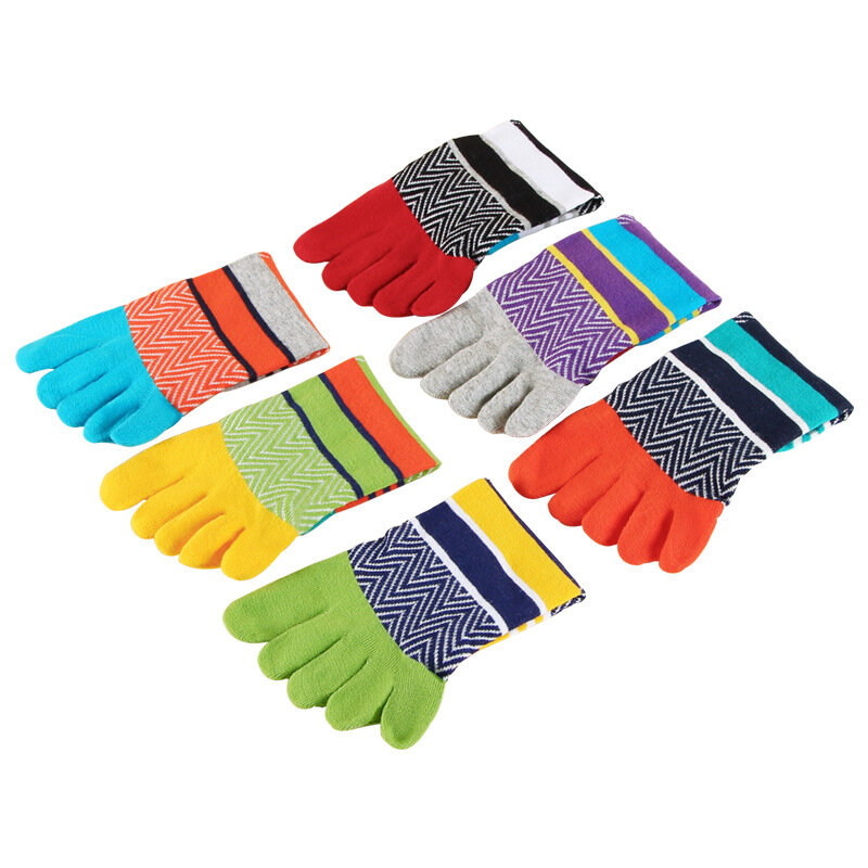 5 pares de calcetines con los dedos de los pies algodón brillante de malla de Color vibrante muy buen elástico lindo tobillo calcetines de cinco dedos de moda