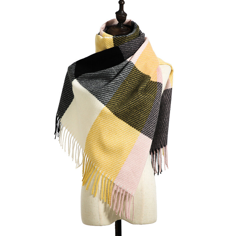 2020 새로운 패션 캐시미어 여성 격자 무늬 스카프 겨울 따뜻한 목도리와 랩 두건 pashmina 여성 foulard 긴 두꺼운 담요
