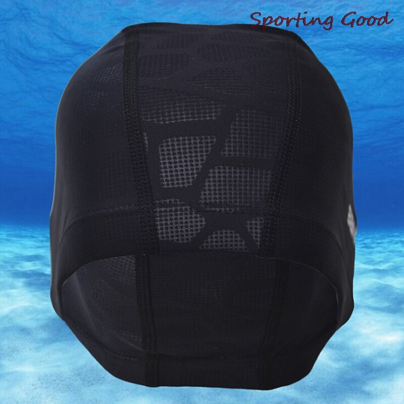Tecido impermeável proteger orelhas de cabelo longo esportes nadar piscina chapéu tubarão flexível durável touca de natação para homens venda quente