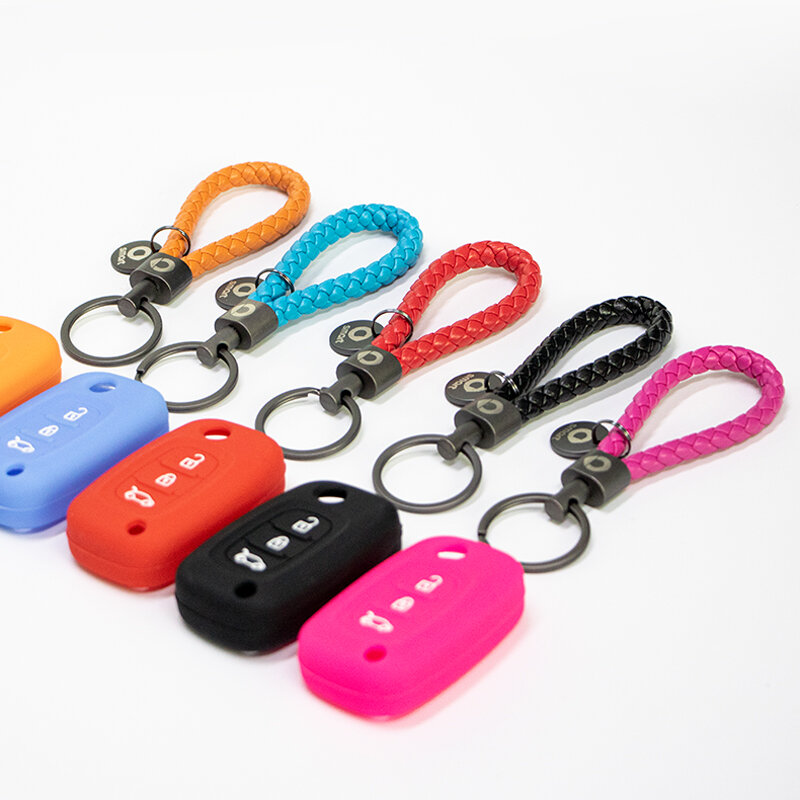 Car Remote Control Accessories Fold Key Color Silicone Key Case Ring Keychain Decoration For Smart 453 Fortwo Forfour BV Rope