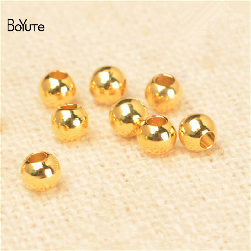 BoYuTe (100 pezzi/lottp) perline distanziatrici solide in ottone rotondo in metallo per gioielli che fanno accessori fai da te all'ingrosso