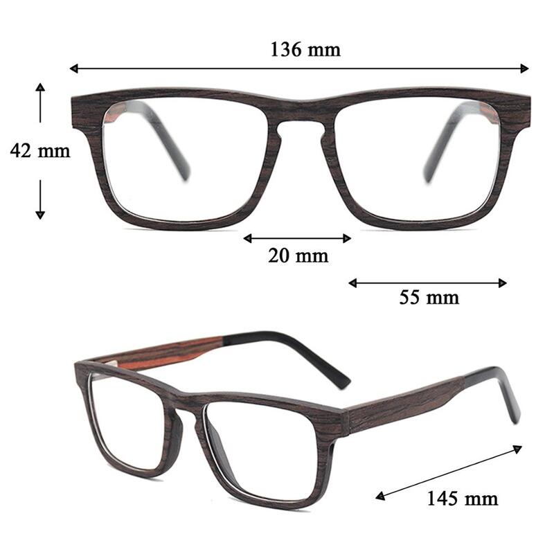 Lonsy prescrição óculos quadros feminino retro quadrado de madeira óptica miopia óculos armação anti azul lente de luz