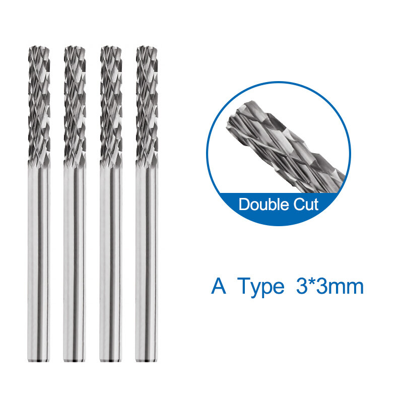 XCAN 10 stücke 3mm Schaft Double Cut hartmetall Dreh Grat Sets Für Dremel Rotary Werkzeuge Rotary Datei
