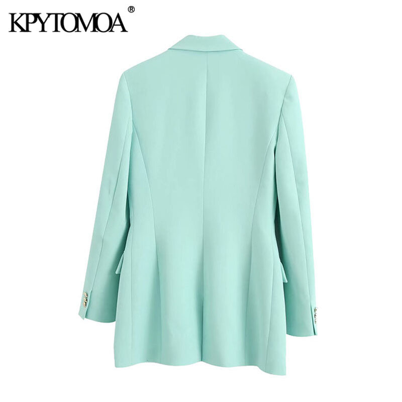 KPYTOMOA-Blazer croisé pour femme, manteau Vintage, manches longues, poches, Chic, tendance 2020, collection tenue de bureau