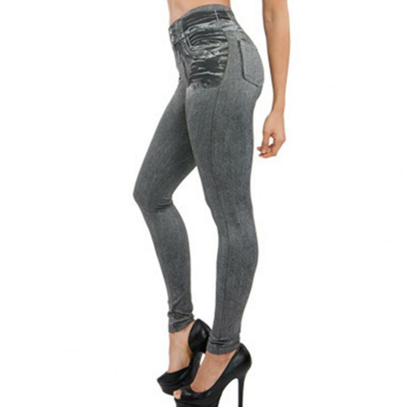 Женские джинсы с завышенной талией, эластичные брюки-карандаш с принтом, 8 размеров