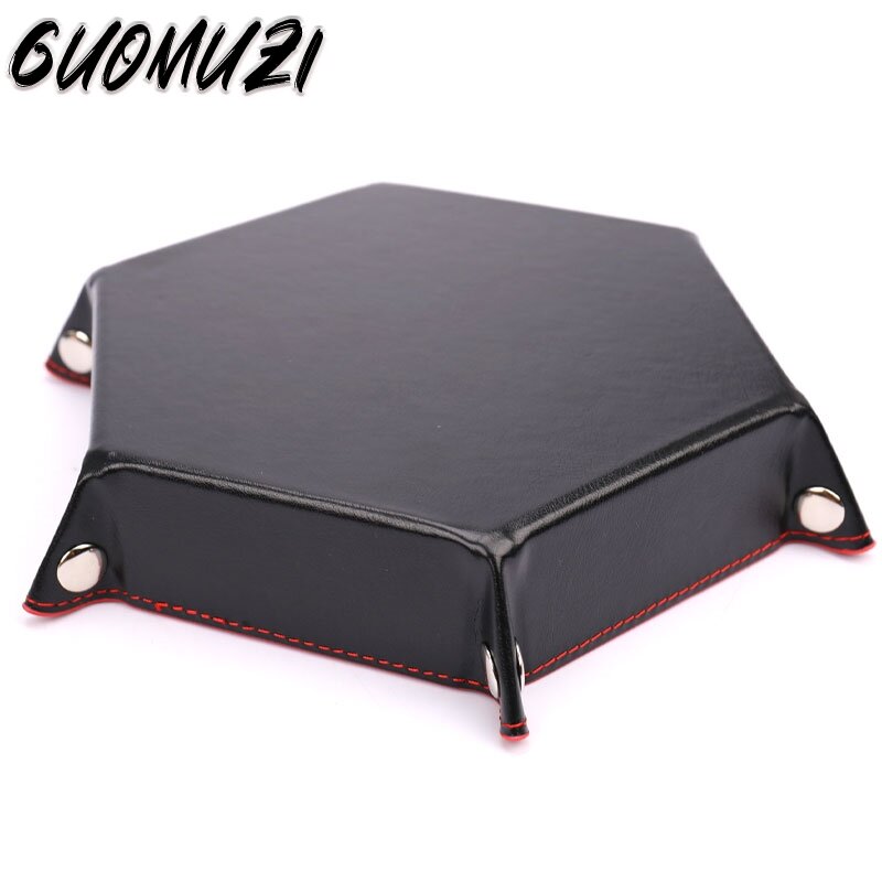 New Foldable Dice Tray Box PU Leather Folding Hexagon Coin Square Tray Dice Game 6 Styles