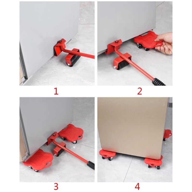 Heavy Duty Furniture Lifter Transport Tool, Mover Set, 4 Move Roller, 1 Wheel Bar para Levantamento Movendo Móveis Helper