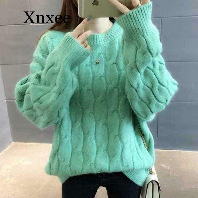 Fashion Sweater Women Autumn Winter Long Sleeve o Neck Fashion Loose Female Knit Basic Tops Warm Casual Knitted Pullover