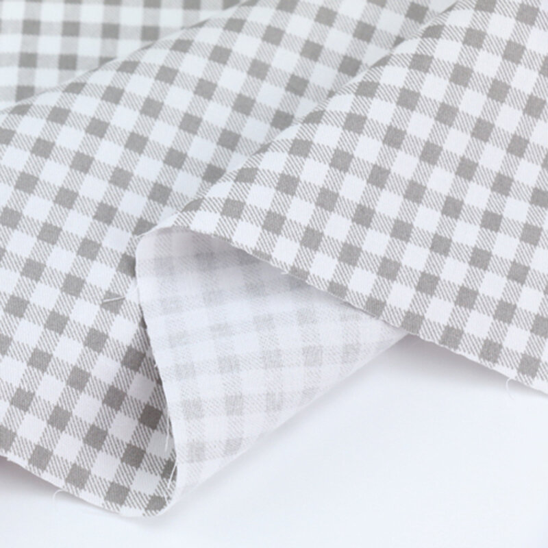 100% algodón negro blanco gris tela impresa a cuadros para acolchado niños Patchwork tela DIY costura Material de los cuartos gruesos para bebé