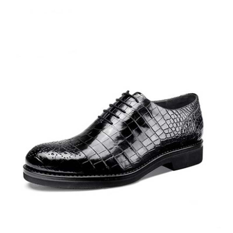 Gete nowa tajlandia krokodyl skórzane buty męskie bullock Carve wzory wzory ręczne skórzane buty męskie wypoczynek biznesowy