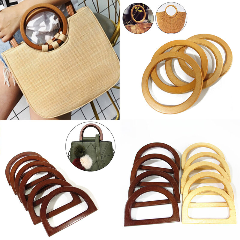 Manico tondo in legno fatto a mano borsa maniglia borsa accessorio manico in legno manico circolare in legno ambientale