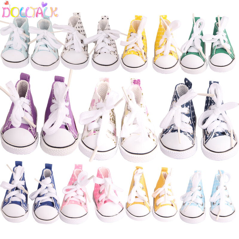 5cm Canvas Shoes For EXO Nancy Doll Hand Made 12 Colors Dot Mini Canvas Shoes Sneakers For DIY Cotton Russia Doll Girl Best Gift