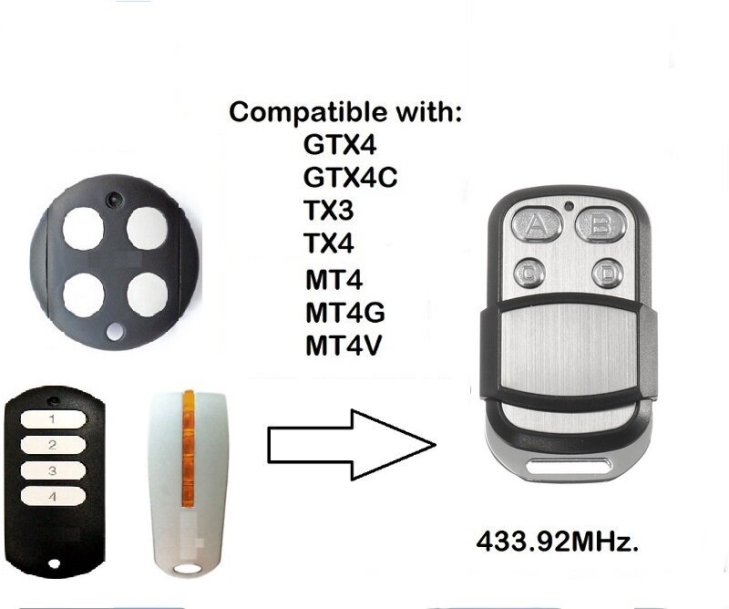 Mhouse GTtage-Ouvre-porte à code roulant, copie de calculateur de moteur de garage, télécommande MT4, 433.92mhz
