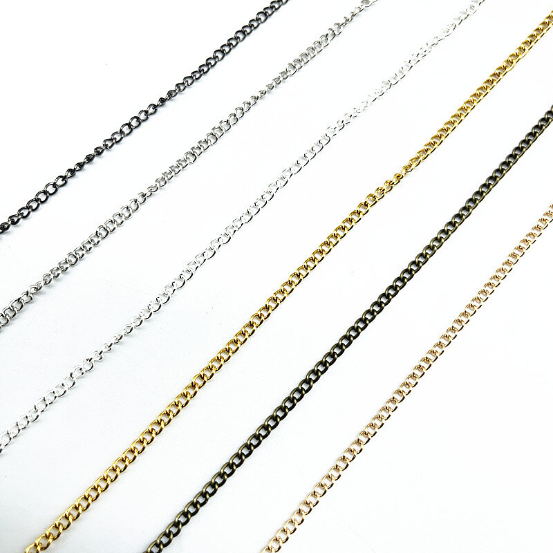 2 jardy złoty/posrebrzany/brązowy/czarny platerowany naszyjnik łańcuch na komponenty do wyrobu biżuterii naszyjnik DIY łańcuchy materiały ręcznie