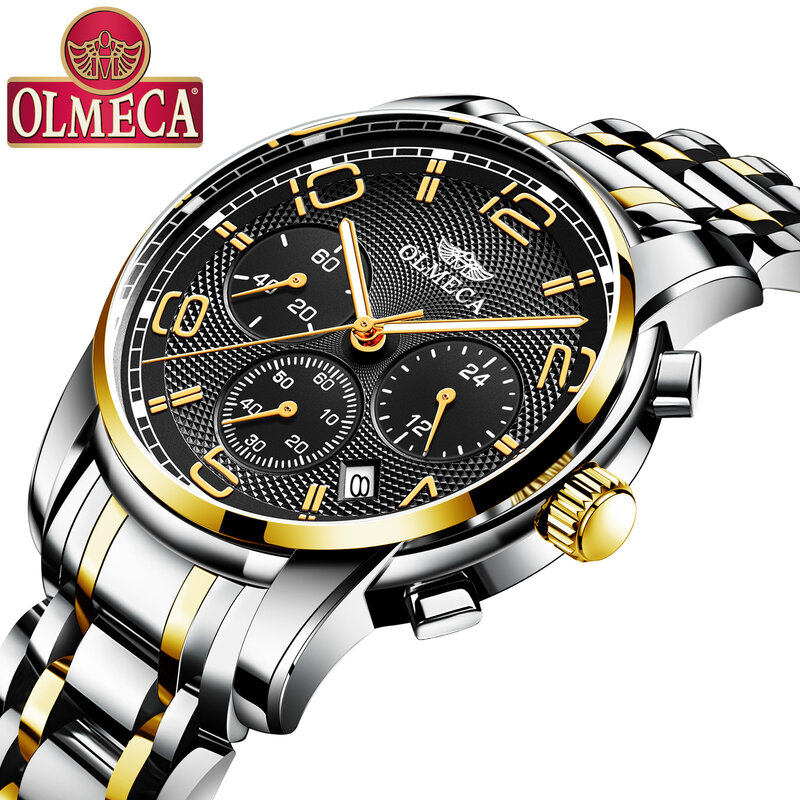 OLMECA-ساعة كوارتز متعددة الوظائف للرجال ، ساعة يد رجالية ، غير رسمية ، عصرية