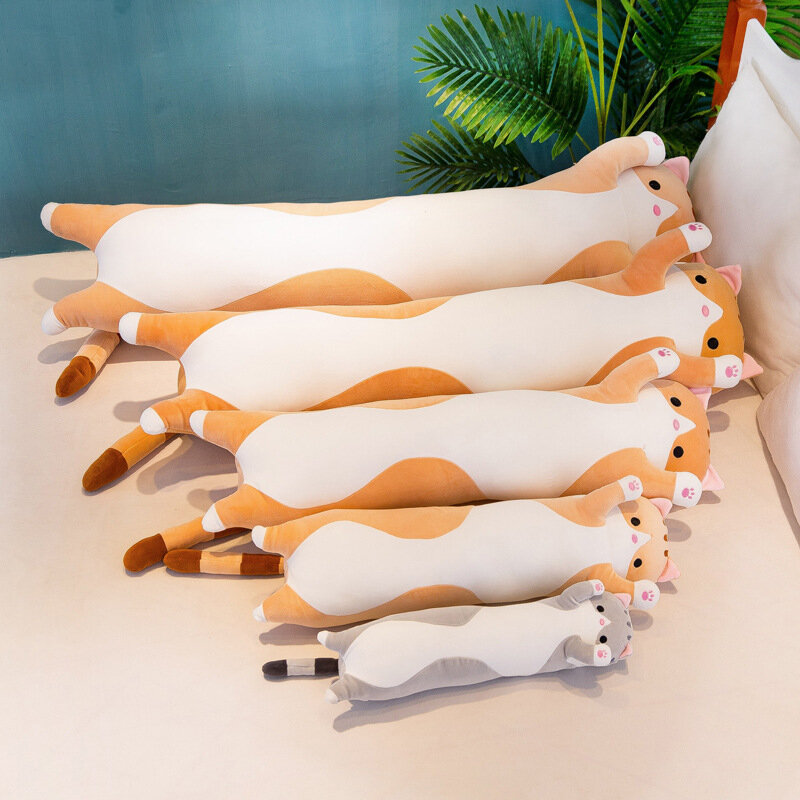 50/70/90/110/130cm śliczne miękkie długie poduszka dla kota wypchane pluszowe zabawki poduszka do drzemki w biurze domu wygodna poduszka wystrój lalka prezentowa dziecko