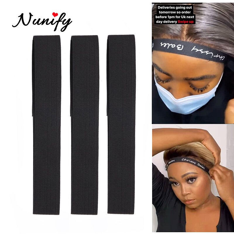 Оптовая продажа, регулируемая черная эластичная лента Nunify для передних париков