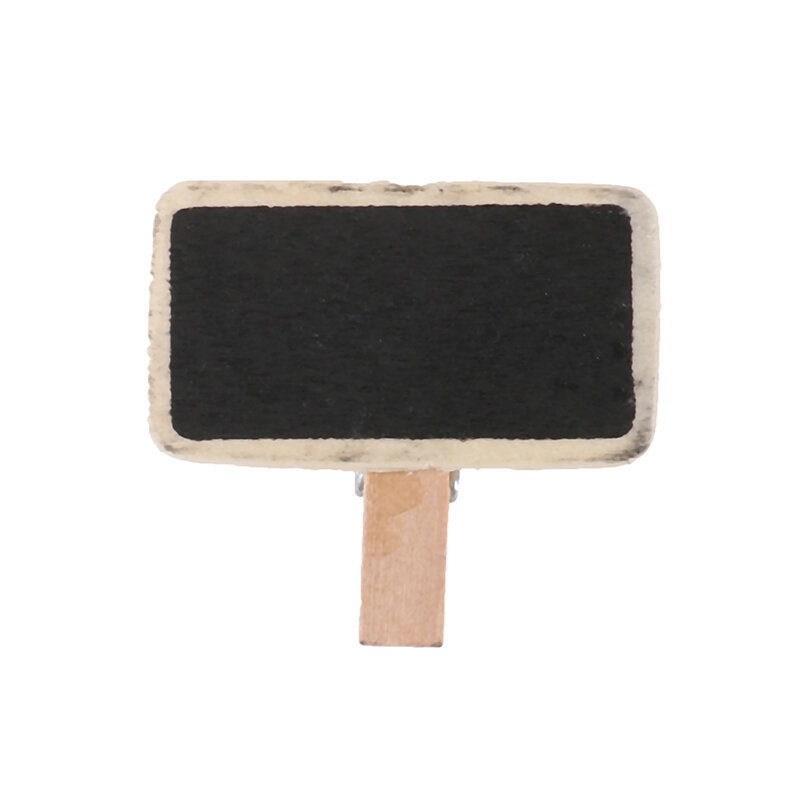 Mini pizarra de madera para mensajes, pizarra rectangular con clip, panel de tarjeta, etiqueta, 50 piezas