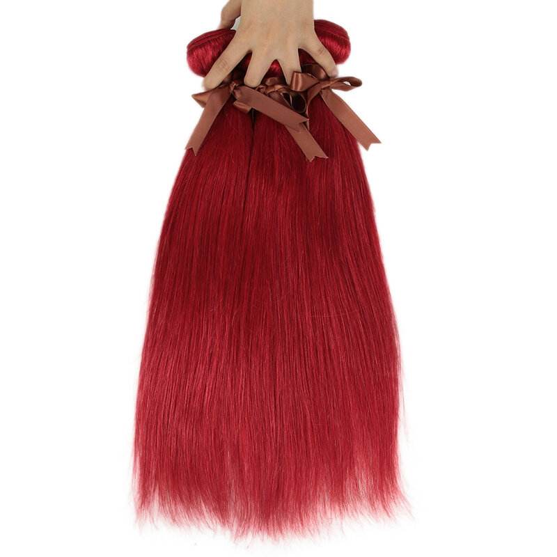 Elegante vermelho feixes de cabelo humano 30 Polegada colorido remy extensões de cabelo brasileiro loira borgonha colorido único pacotes atacado