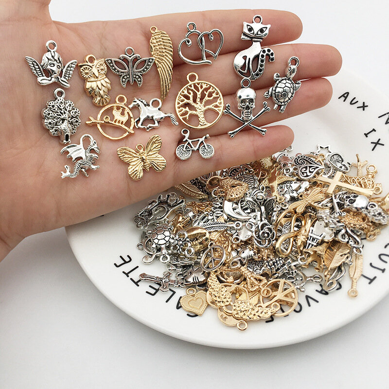 Vintage mixte 10/20 pièces métal animaux oiseaux charmes perles à la main bricolage pour Bracelet pendentif Neacklace Clips bijoux fabrication résultats