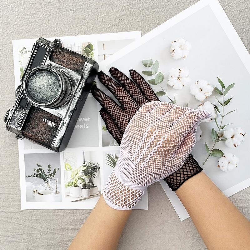 Кружевные перчатки женские, модные сетчатые солнцезащитные перчатки для свадьбы, летние