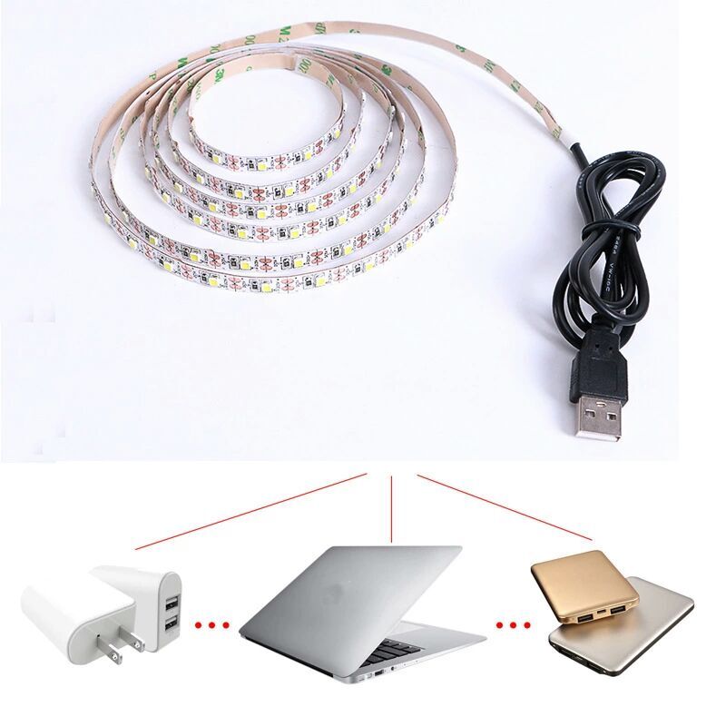 5V kabel USB taśma LED SMD3528 50CM 1M 2M 3M 4M 5M boże narodzenie elastyczne nie wodoodporne diody na wstążce TV tło światła