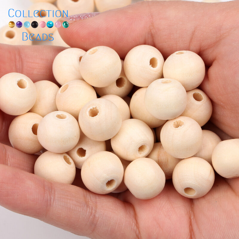 4-50mm 1-1000pcs Natural Wood Beads Round Spacer Wooden Pearl Lead-Free Balls Charms DIY For Jewelry Making Handmade Accessories