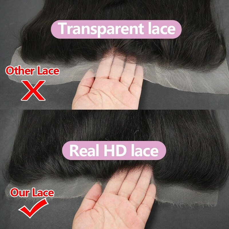 WOWANGEL HD dentelle 5x5 6x6 13x4 13x6 HD dentelle frontale seulement fondre la peau cheveux raides pré-plumés invisible HD dentelle fermeture seulement