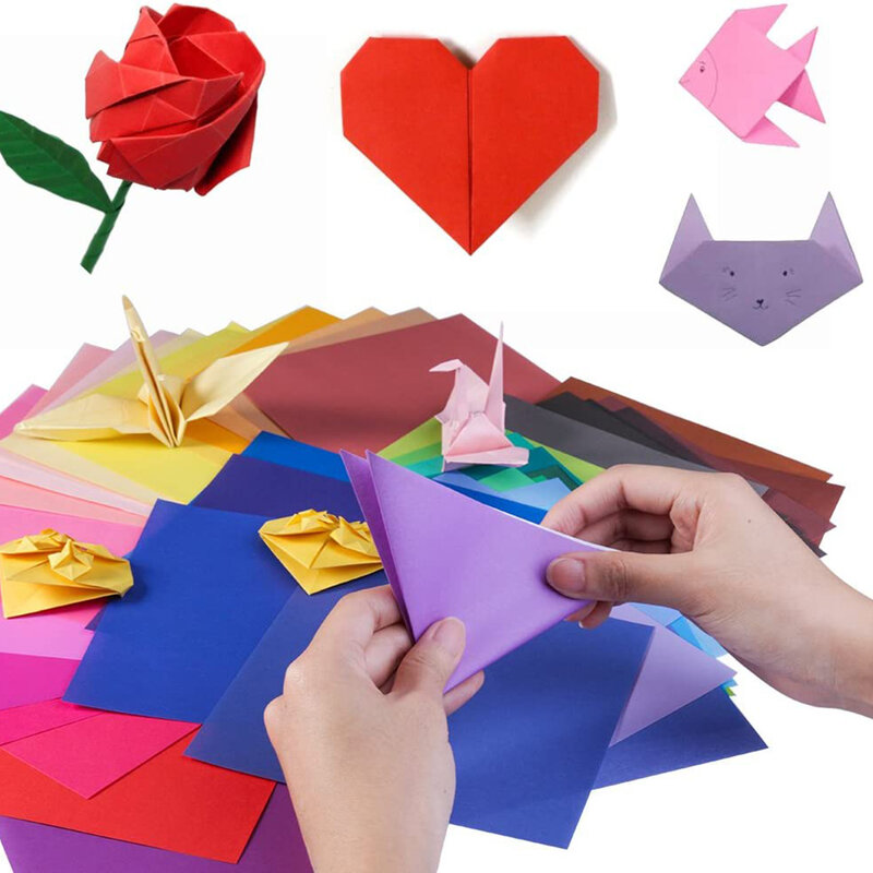 Papier origami aux couleurs vives pour projets d'artisanat d'art, décoration de bricolage, fournitures scolaires, 100 feuilles, 20x20cm, 8 po