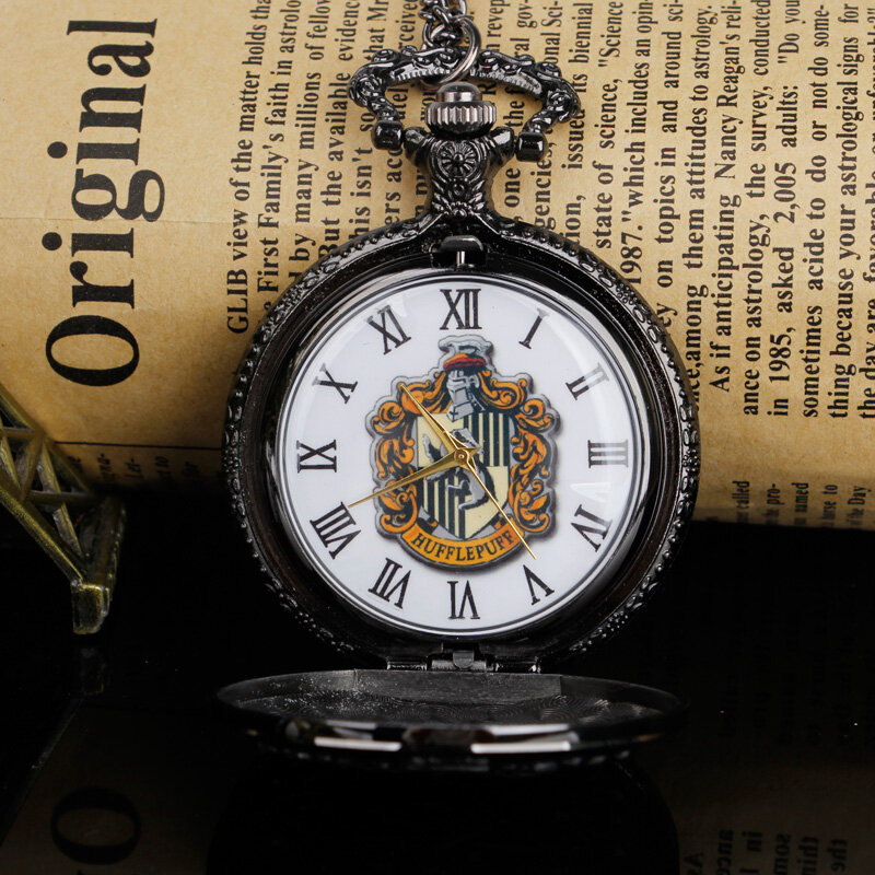 Relógio de bolso quartz com mostrador hp, relógio analógico colorido com pingente na colar