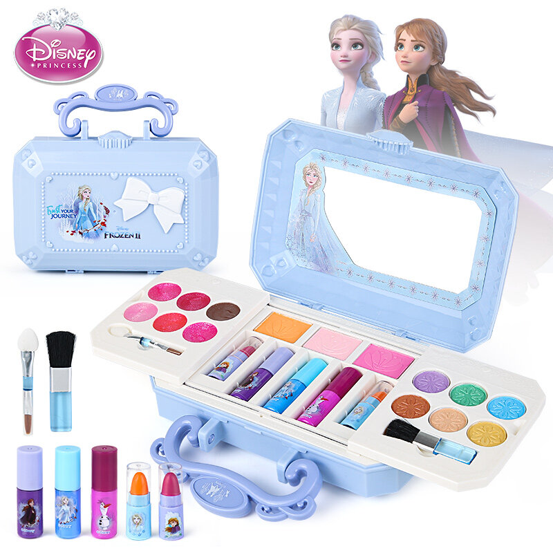 Real Disney originais meninas congeladas princesa elsa cosméticos compõem conjunto real beleza maquiagem caixa com caixa crianças presente de Natal