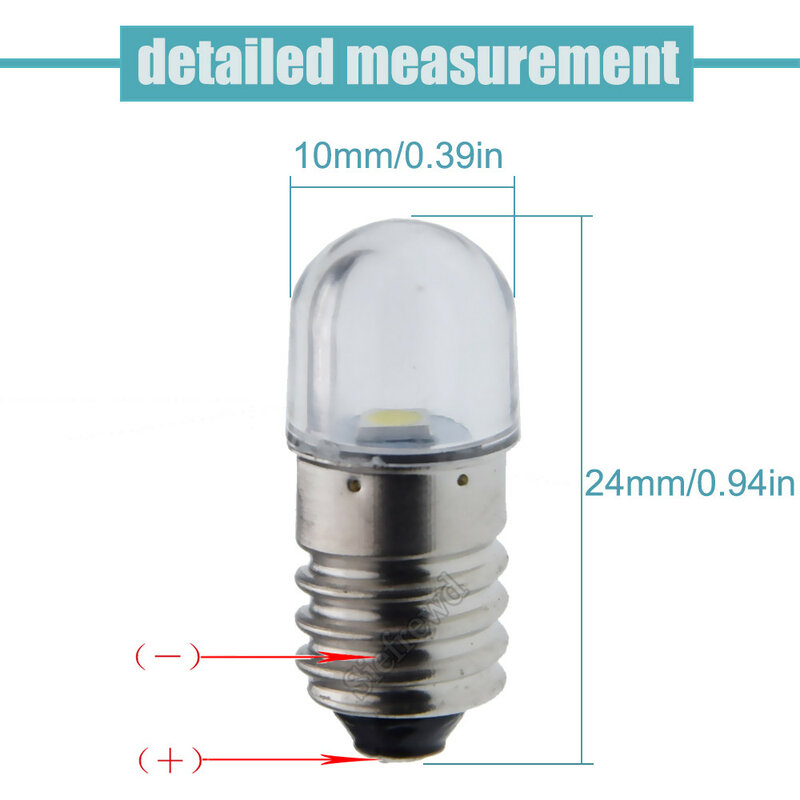 Bombilla LED E10 para bicicleta, miniluz de trabajo artesanal, 3V, 6V, 12V, 24V, blanca, 2835, tornillo de minatura, lámpara de actualización, linterna de repuesto, 4 Uds.